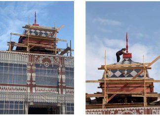 На здании Летнего клуба Дворянского собрания в Рязани смонтировали купол со шпилем